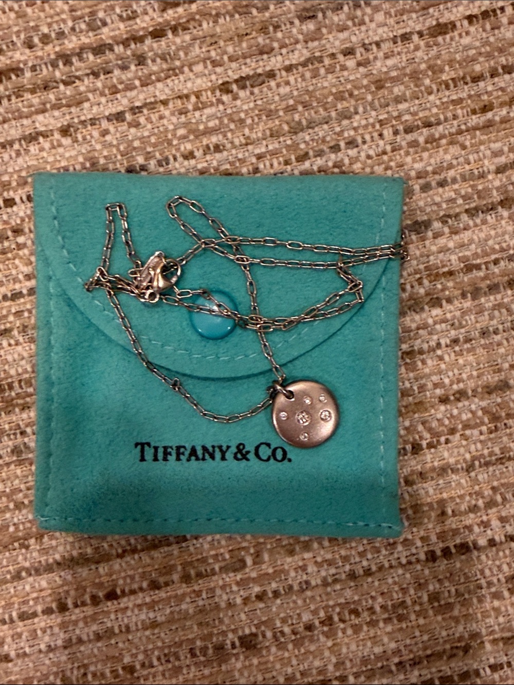Tiffany & Co Etoile 18kt Gold and Diamond Round Disc Necklace